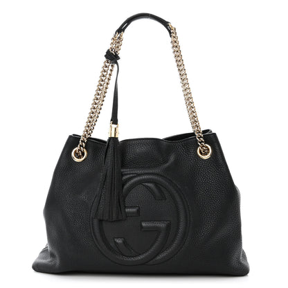 Gucci Pebbled Calfskin Medium Soho Chain Shoulder Bag Black 1 of 12