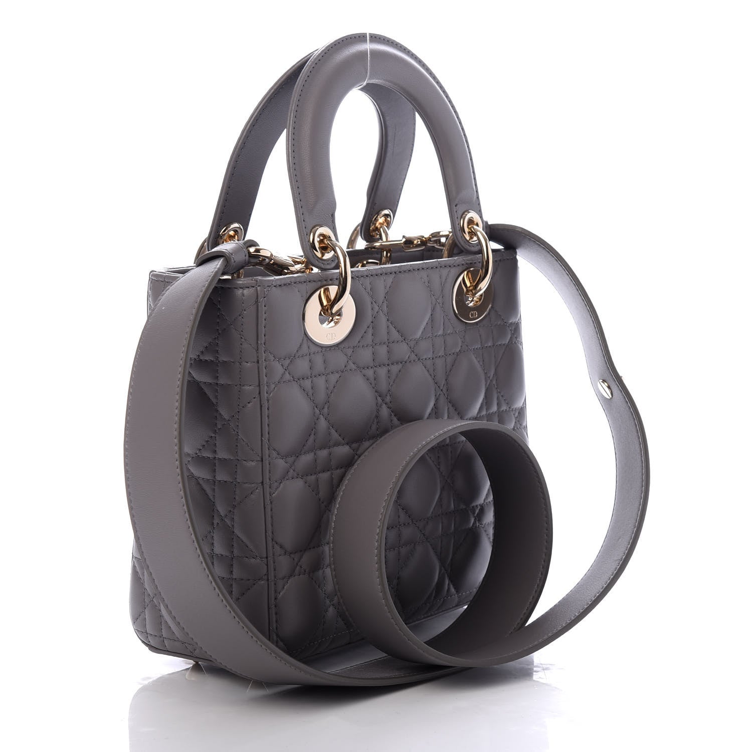 Christian Dior Lambskin Cannage Medium Lady Dior Grey 3 of 9