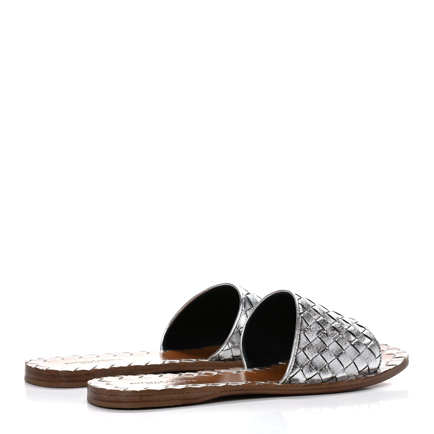 Nappa Intrecciato Flat Sandals 36 Silver