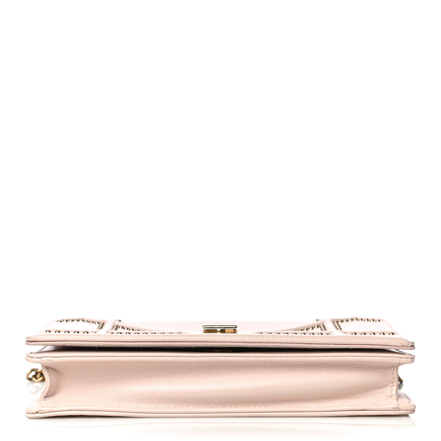 Calfskin Studded Diorama Wallet on Chain Pouch Nude