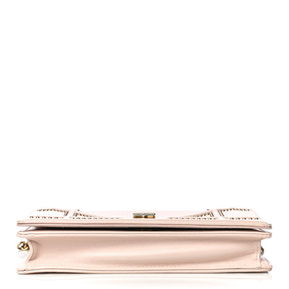 Christian Dior Calfskin Studded Diorama Wallet on Chain Pouch Nude 11 of 17