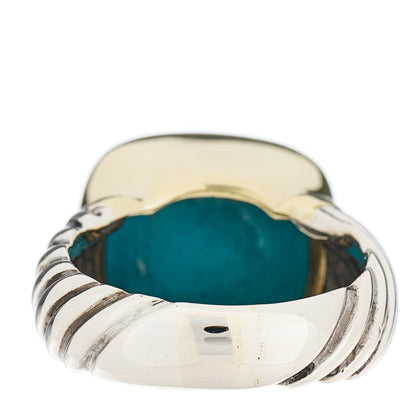 David Yurman 14K Yellow Gold Sterling Silver Turquoise 14mm Noblesse Ring 54 7 4 of 6