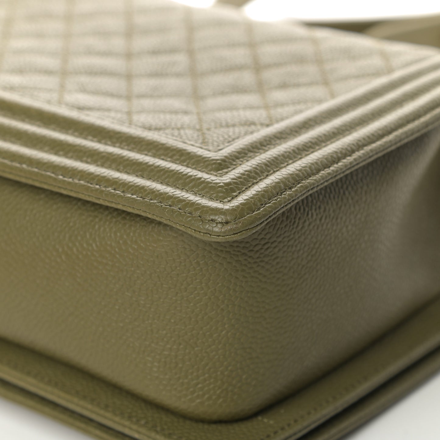 Caviar Quilted New Medium Boy Flap Khaki