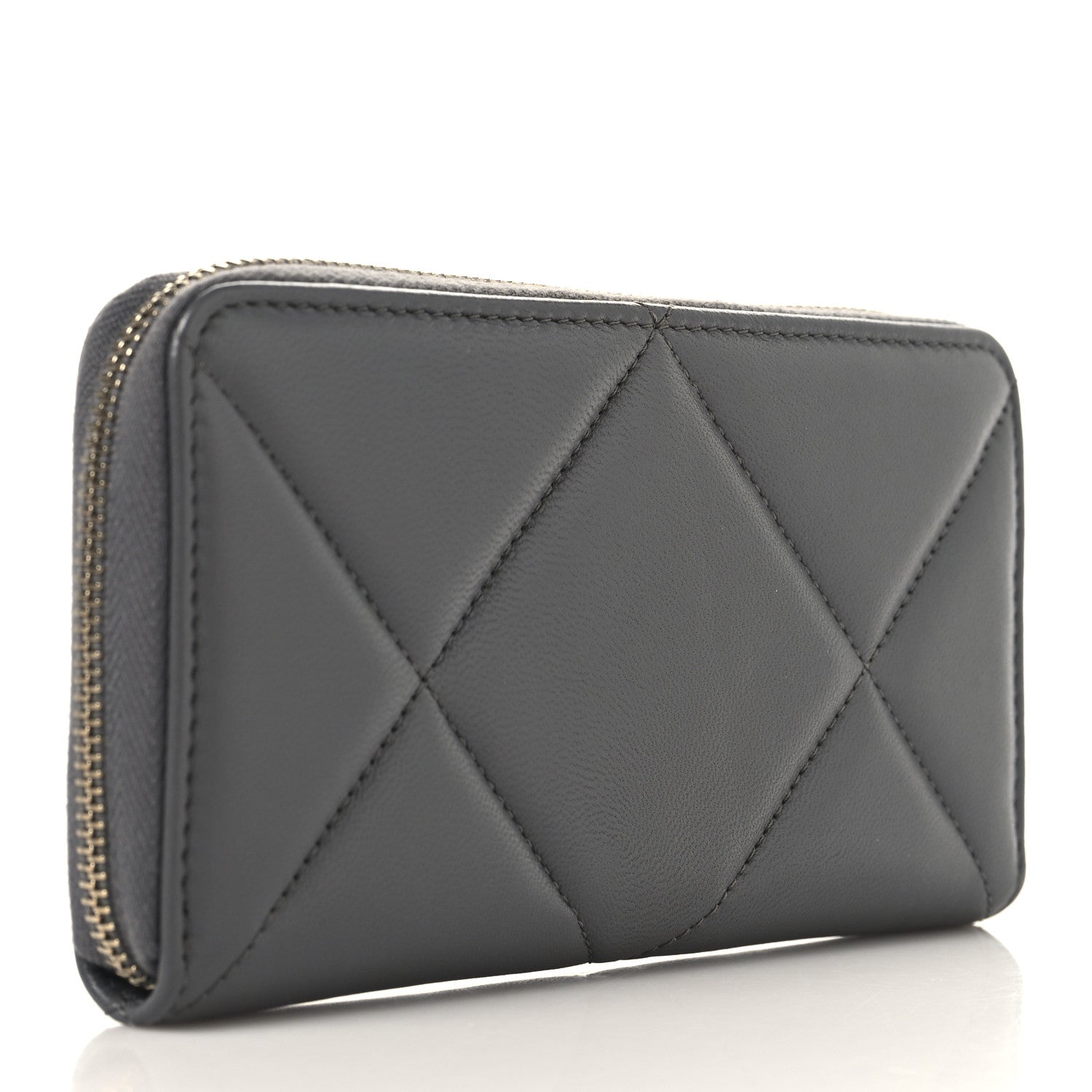 Chanel Lambskin Quilted Chanel 19 Long Zipped Around Wallet Grey 3 of 9