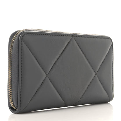 Chanel Lambskin Quilted Chanel 19 Long Zipped Around Wallet Grey 3 of 9