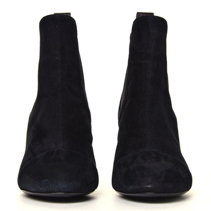 Louis Vuitton Suede Monogram Uniformes Cap Toe Chelsea 80mm Ankle Boots 35 Black 4 of 7
