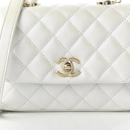 Chanel Iridescent Caviar Quilted Extra Mini Coco Handle Flap Ivory 10 of 10