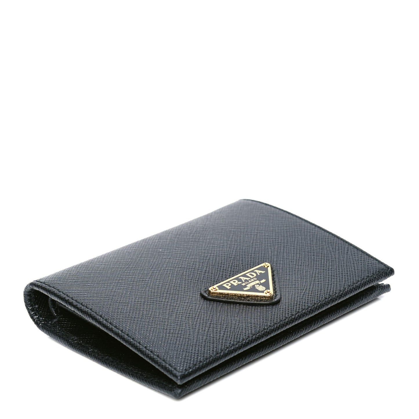 Saffiano Triangle Flap Compact Wallet Black