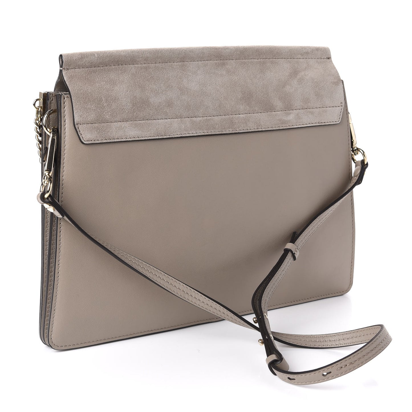 Calfskin Suede Medium Faye Shoulder Bag Motty Grey