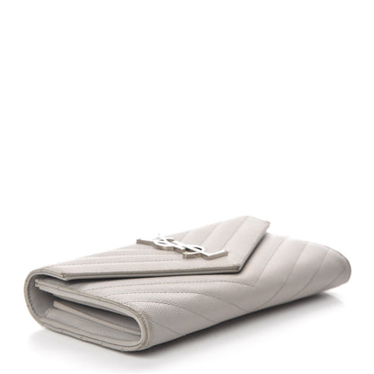 Saint Laurent Grain De Poudre Matelasse Chevron Monogram Flap Wallet Souris 4 of 11