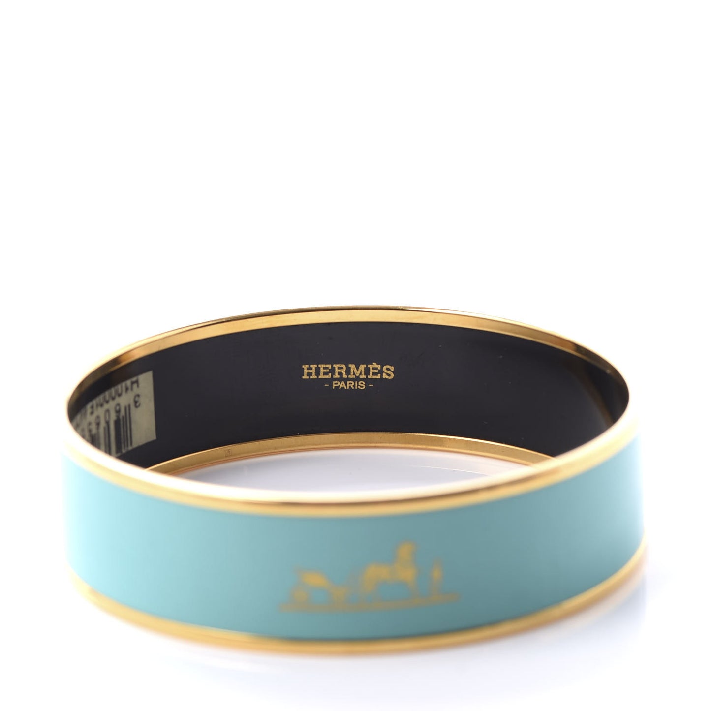 Enamel Printed Wide Caleche Bracelet 70 Vert Aqua