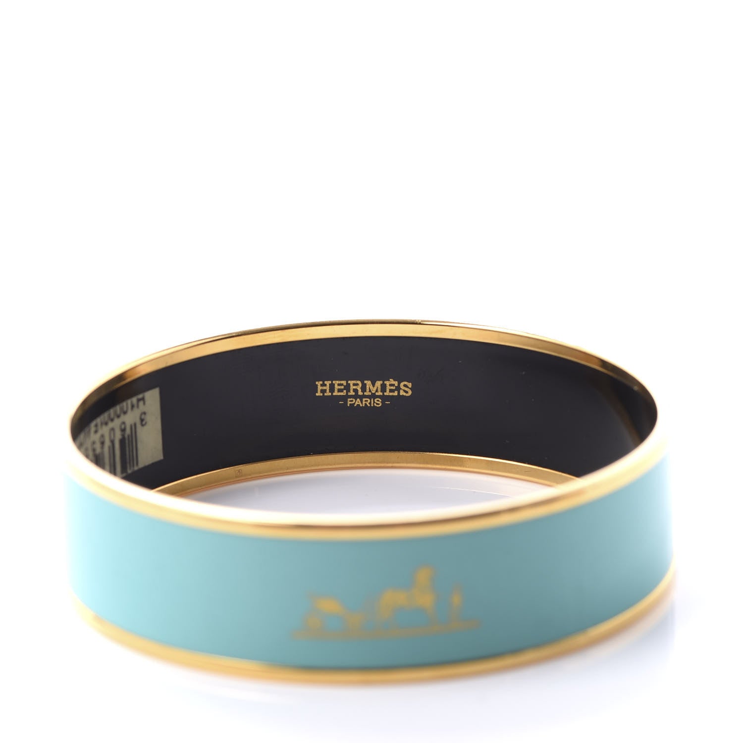 Hermes Enamel Printed Wide Caleche Bracelet 70 Vert Aqua 3 of 6