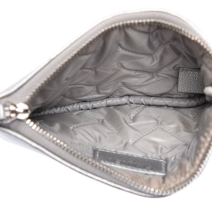 Chanel Metallic Sheepskin Chevron Quilted Small Vintage Mademoiselle Cosmetic Case Silver 5 of 12