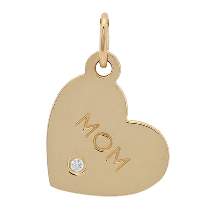 Tiffany 18K Yellow Gold Diamond Mom Heart Charm 1 of 3
