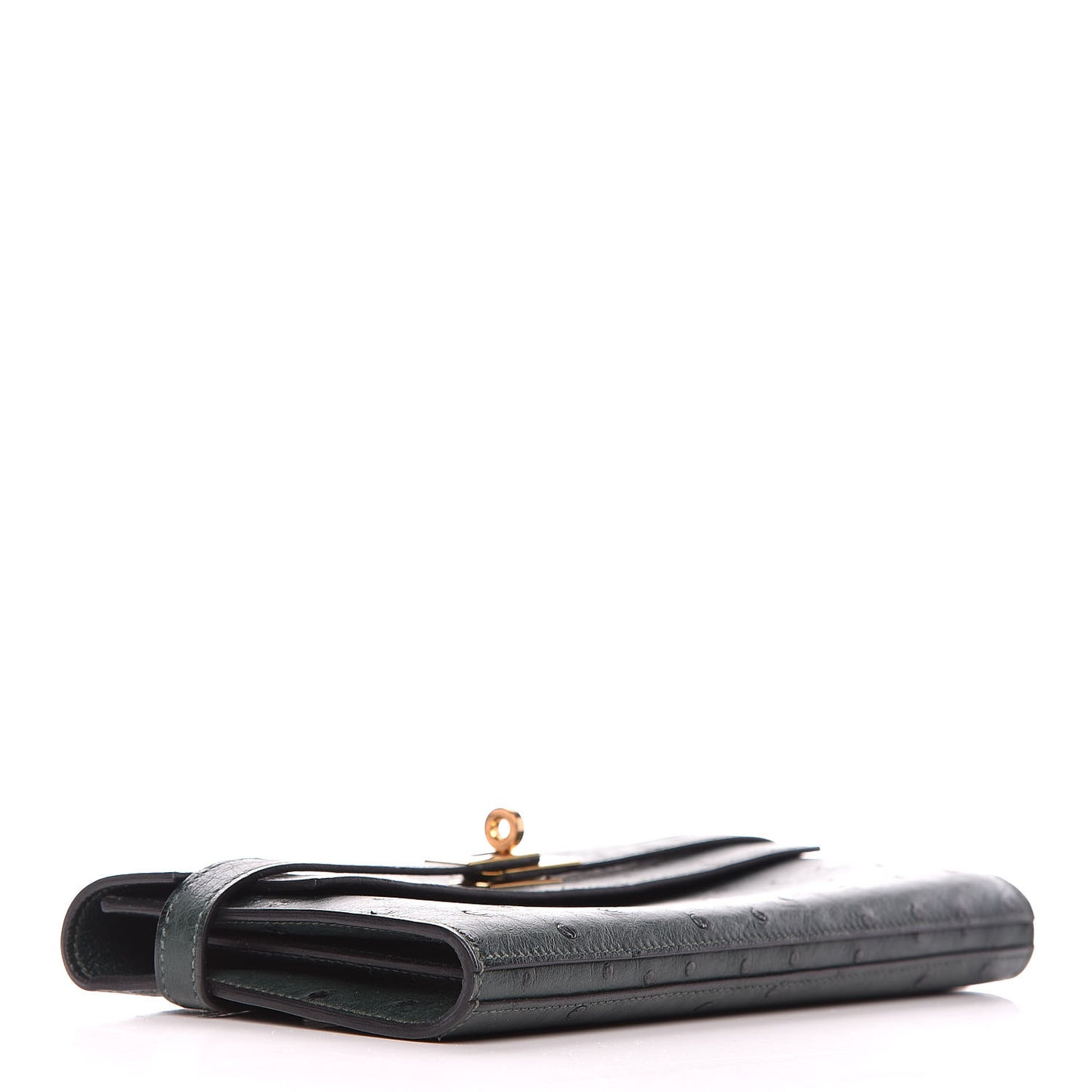 Ostrich Kelly Longue Wallet Vert Titien