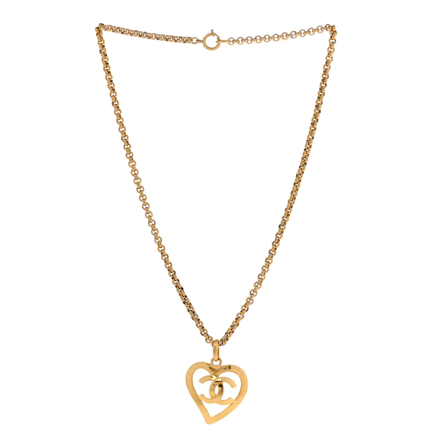 CC Heart Chain Pendant Necklace Gold