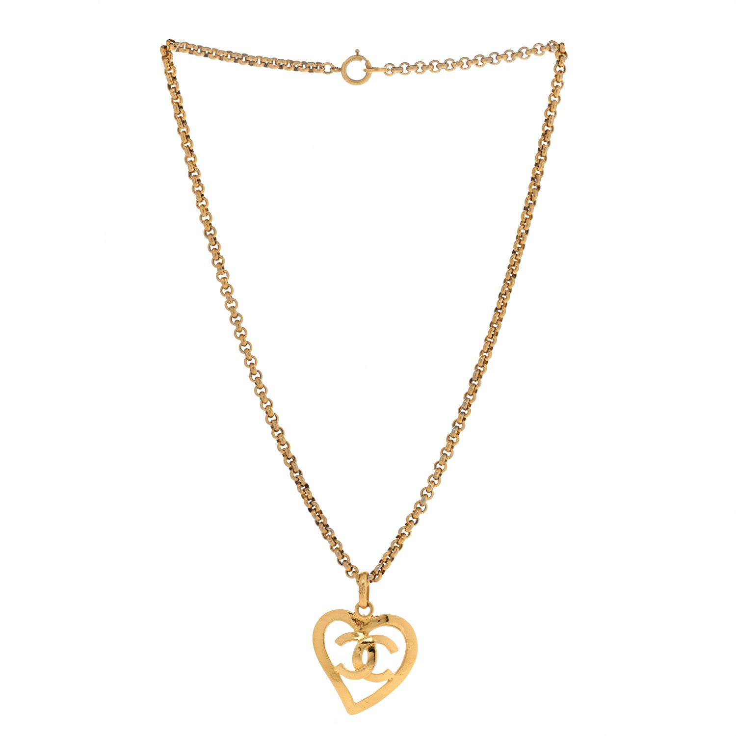 Chanel CC Heart Chain Pendant Necklace Gold 3 of 7