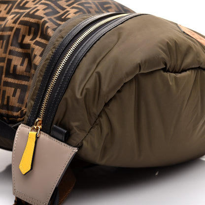 Fendi Nylon Dolmias Vitello Grace FF Convertible Drawstring Backpack Military Brown Tortora 4 of 14