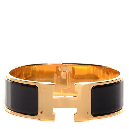 Hermes Enamel Wide Clic Clac H Bracelet GM Black 1 of 6