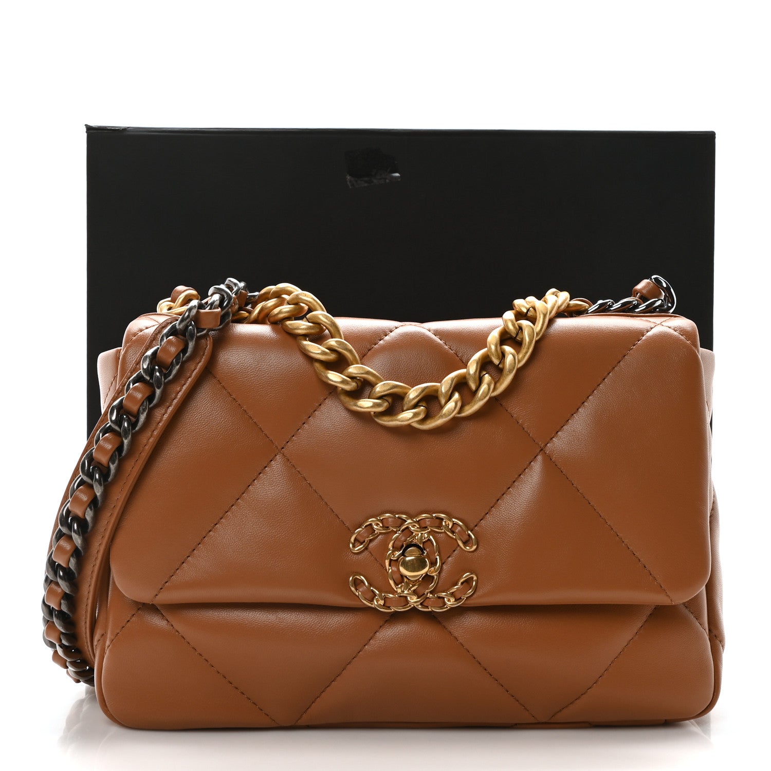 Chanel Lambskin Quilted Medium Chanel 19 Flap Brown 11 of 11
