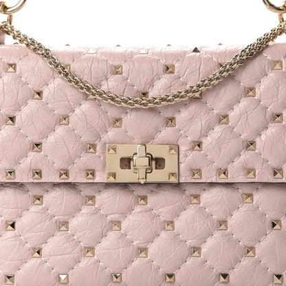 Valentino Garavani Craquele Nappa Medium Rockstud Spike Shoulder Bag Water Rose 9 of 9