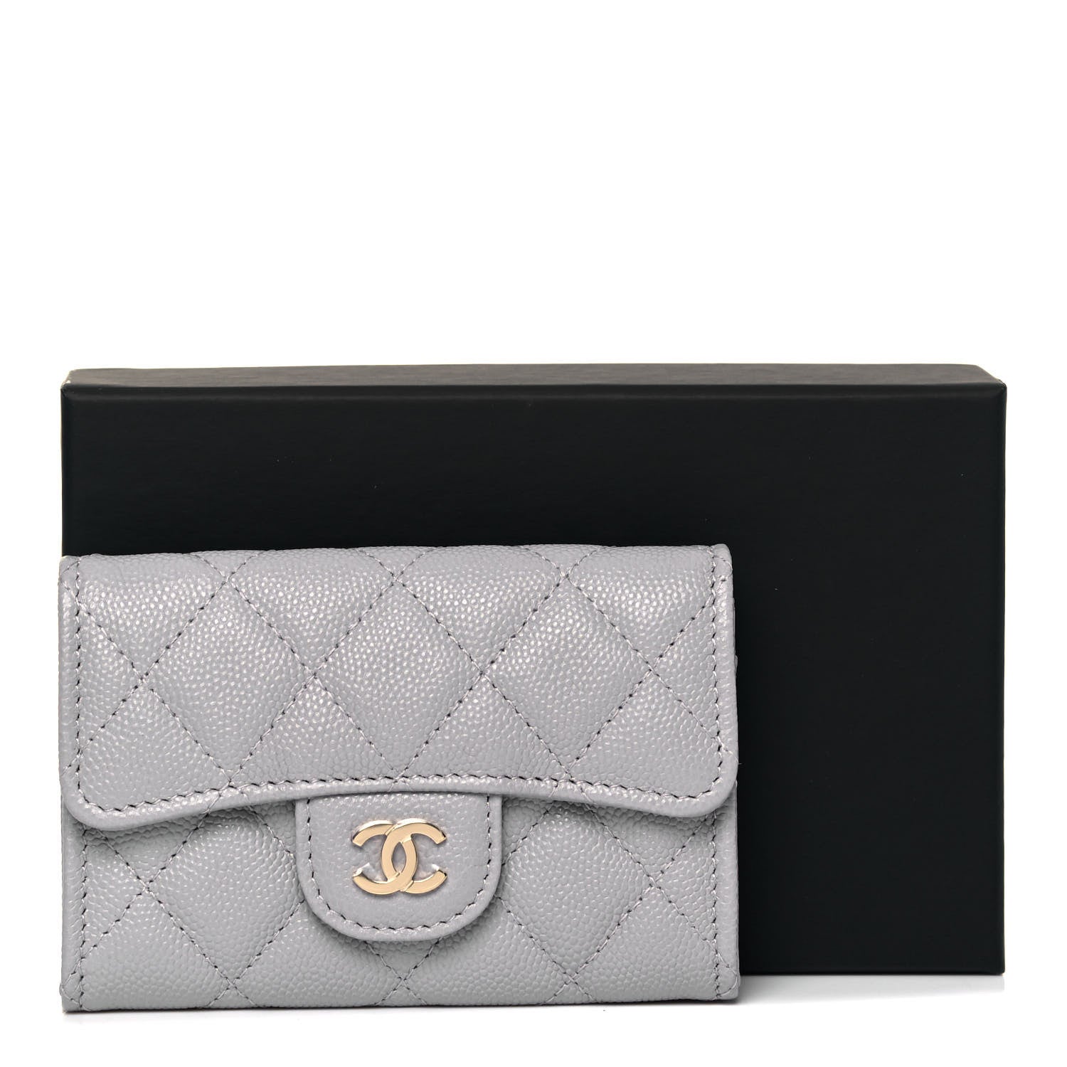 Chanel Caviar Quilted Flap Card Holder Wallet Grey 8 of 8