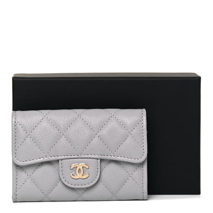Chanel Caviar Quilted Flap Card Holder Wallet Grey 8 of 8