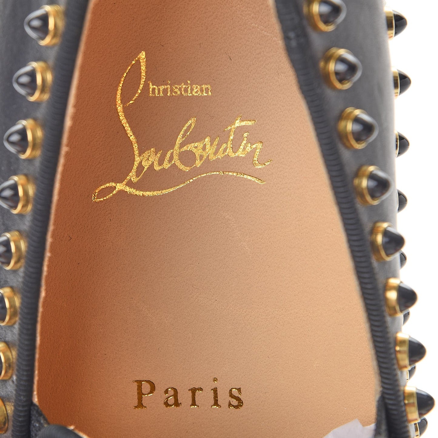 Calfskin Studded Cador Flats 37 Black