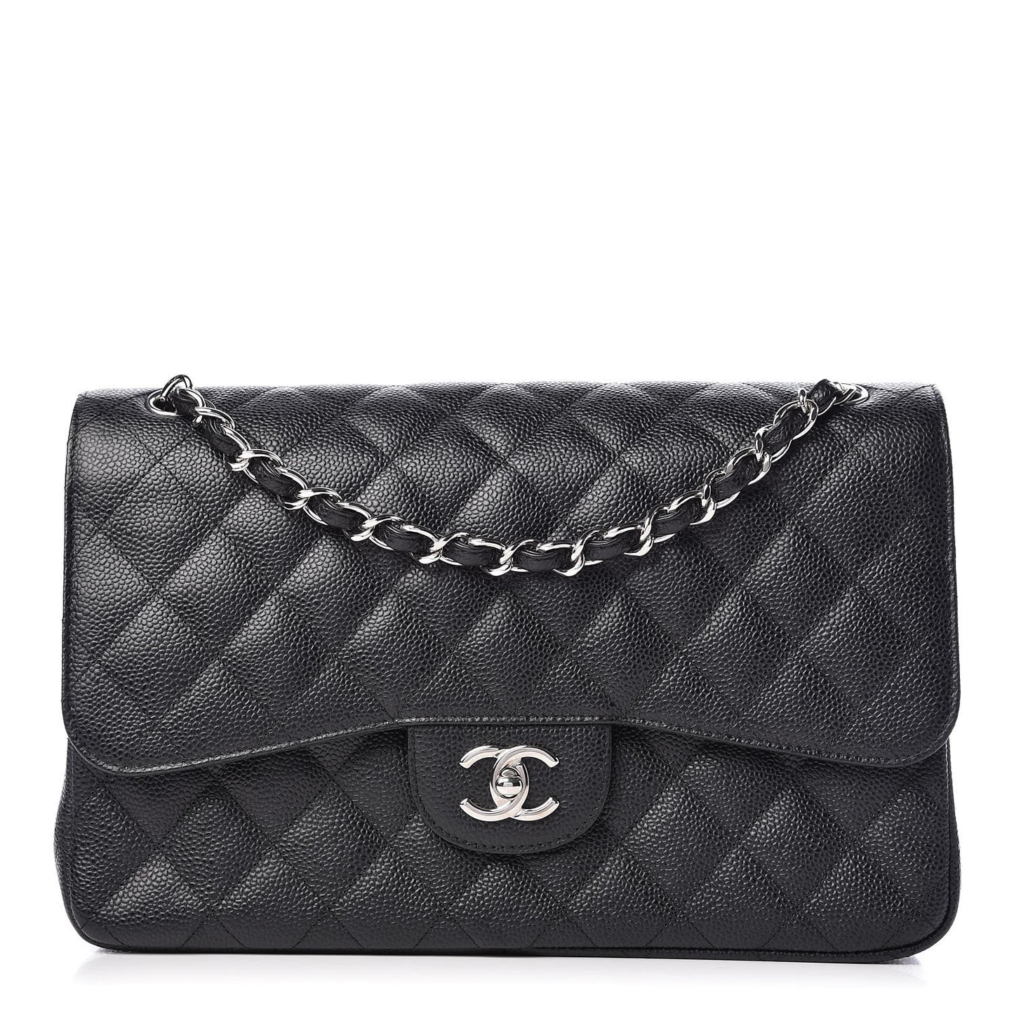 Caviar Quilted Jumbo Double Flap Black