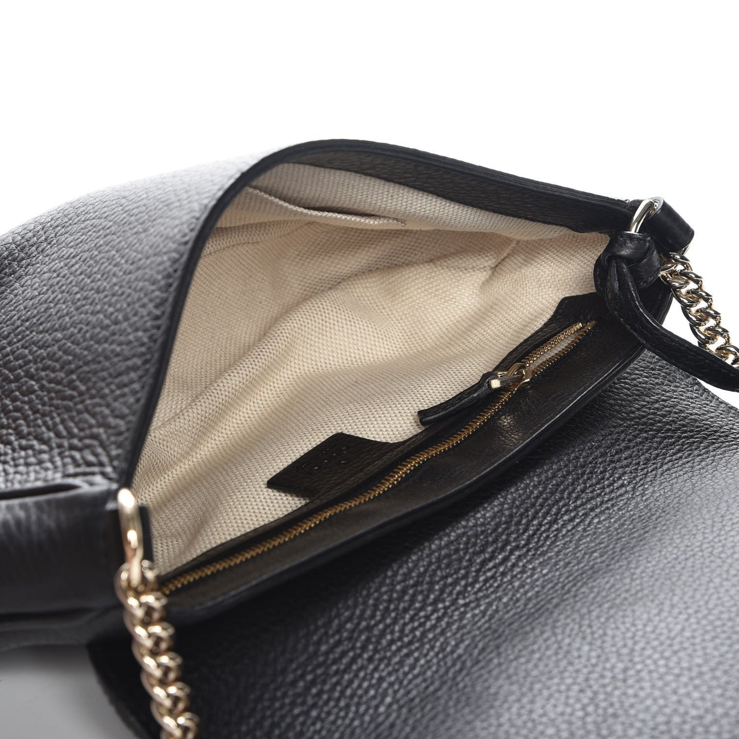 Pebbled Calfskin Medium Soho Flap Crossbody Black
