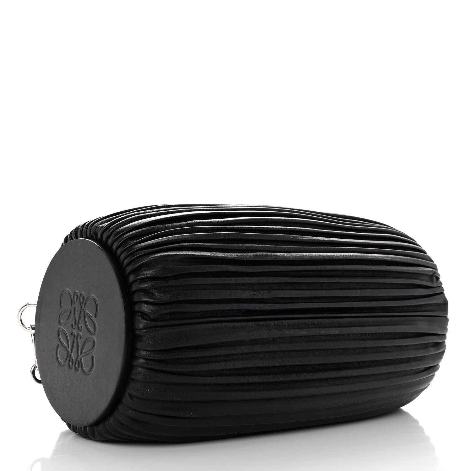 Loewe Lambskin Pleated Bracelet Large Pouch shoulder Bag Black 4 of 12