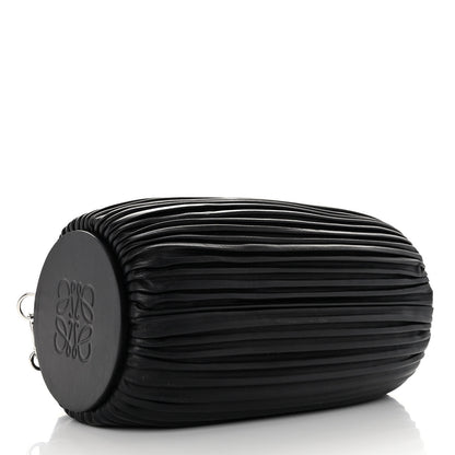 Loewe Lambskin Pleated Bracelet Large Pouch shoulder Bag Black 4 of 12