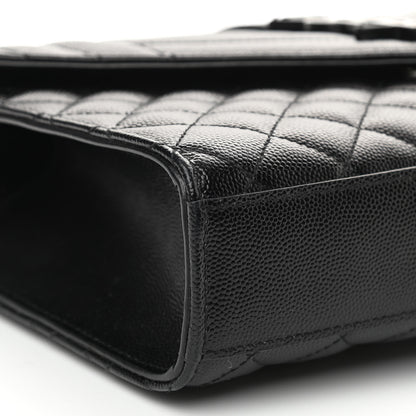 Saint Laurent Grain De Poudre Textured Mixed Matelasse Triquilt Medium Monogram Satchel Black 9 of 12