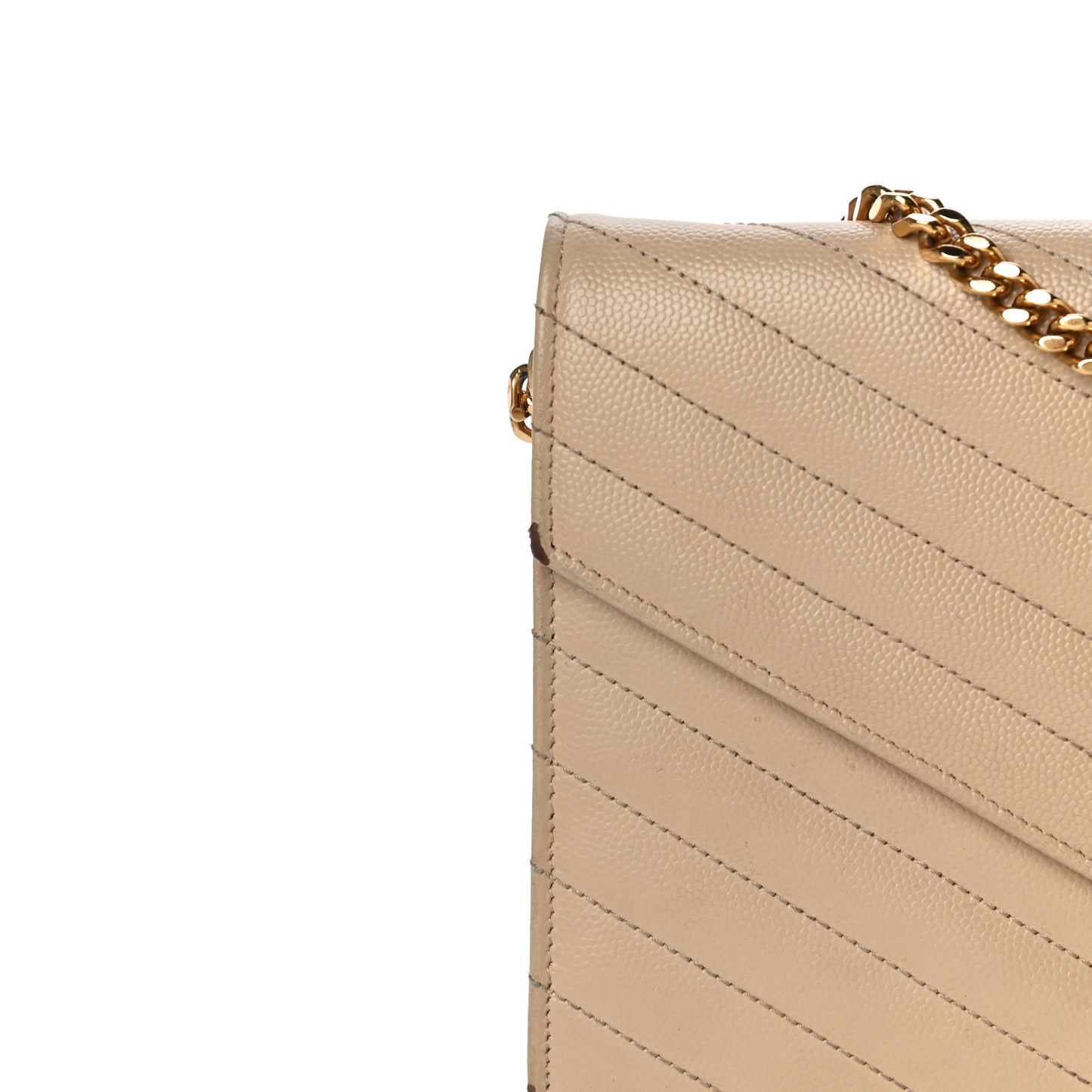 Grain De Poudre Matelasse Chevron Monogram Chain Wallet Dark Latte