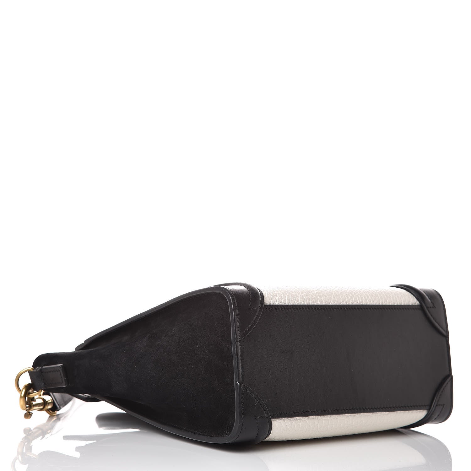 Celine Bullhide Calfskin Nubuck Bi-Color Nano Luggage Black White 4 of 11