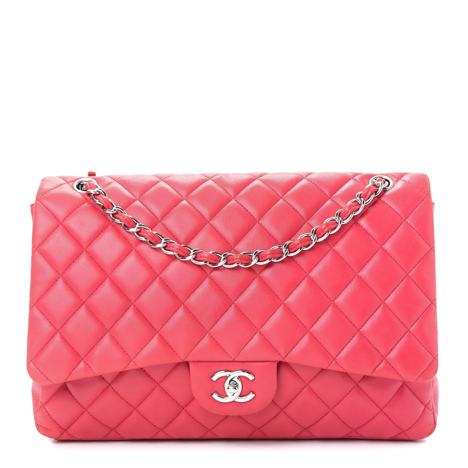 Chanel Lambskin Quilted Maxi Single Flap Fuchsia 1 of 14