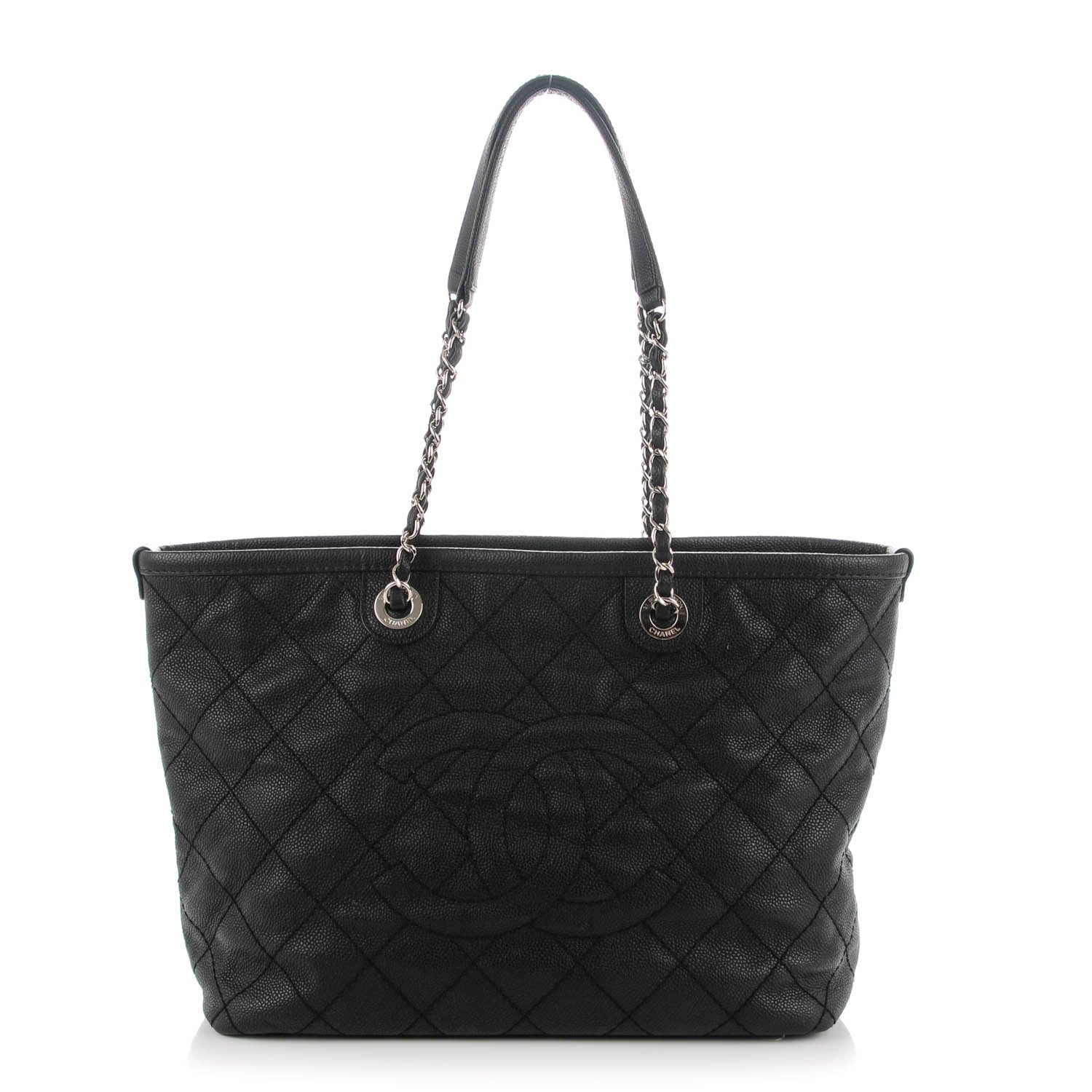 Chanel Grained Calfskin Quilted Small Daily Shopping Tote Black 1 of 8