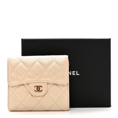 Chanel Iridescent Calfskin Quilted Compact Flap Wallet Beige 11 of 11