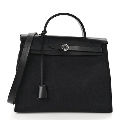 Hermes Military Toile Vache Hunter Herbag Zip PM 31 Black 3 of 11