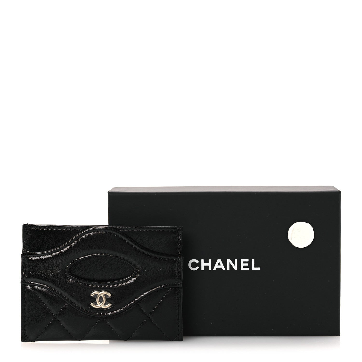 Chanel Shiny Crumpled Calfskin Quilted 31 Card Holder Black 10 of 10