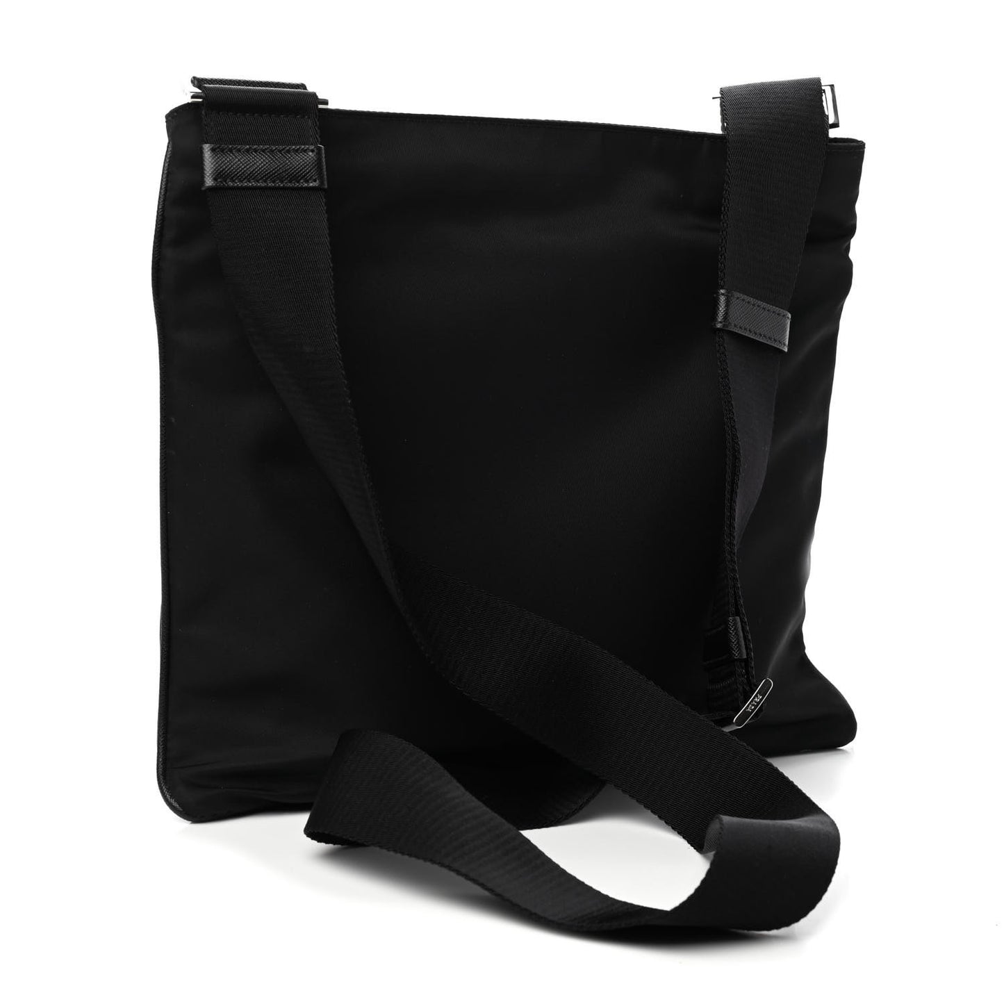 Tessuto Nylon Saffiano Flat Messenger Bag Black