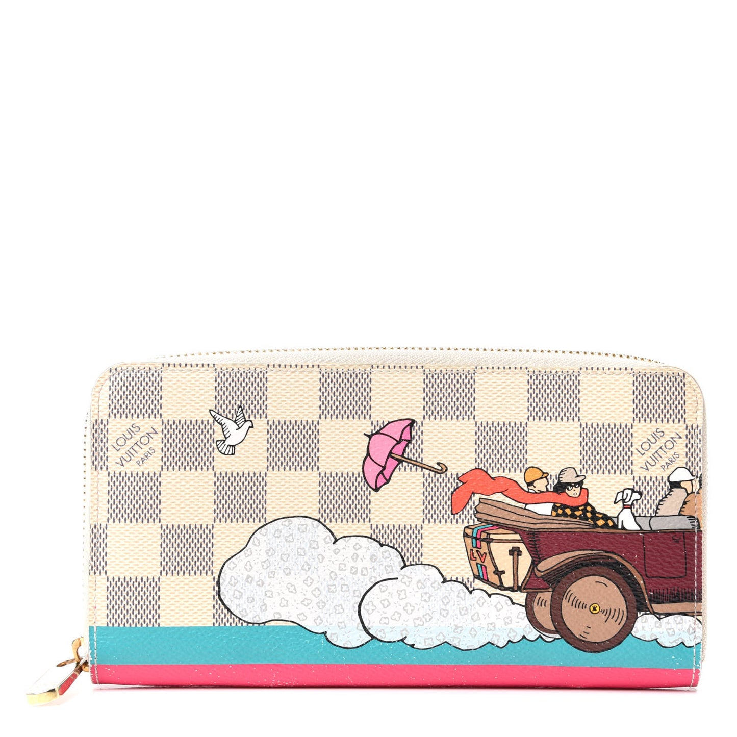 Damier Azur 2015 Christmas Animation Zippy Wallet Hibiscus