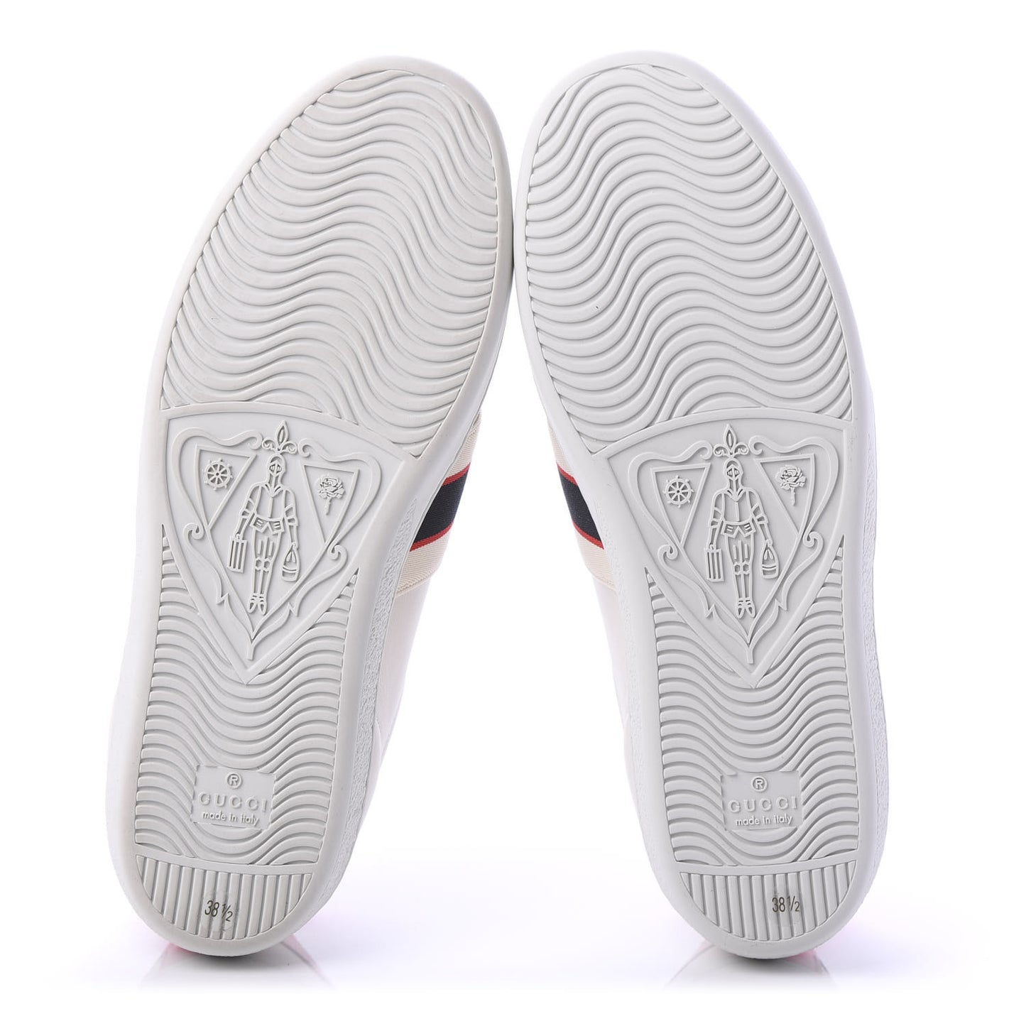 Calfskin Stripe Womens New Ace Sneakers 38.5 New Mystic White Ecru Red Flame