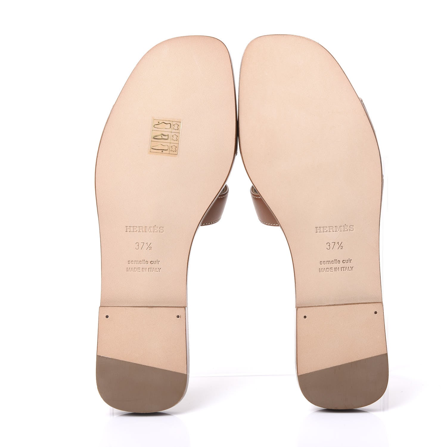 Hermes Box Calfskin Oran Sandals 37.5 Gold 5 of 9