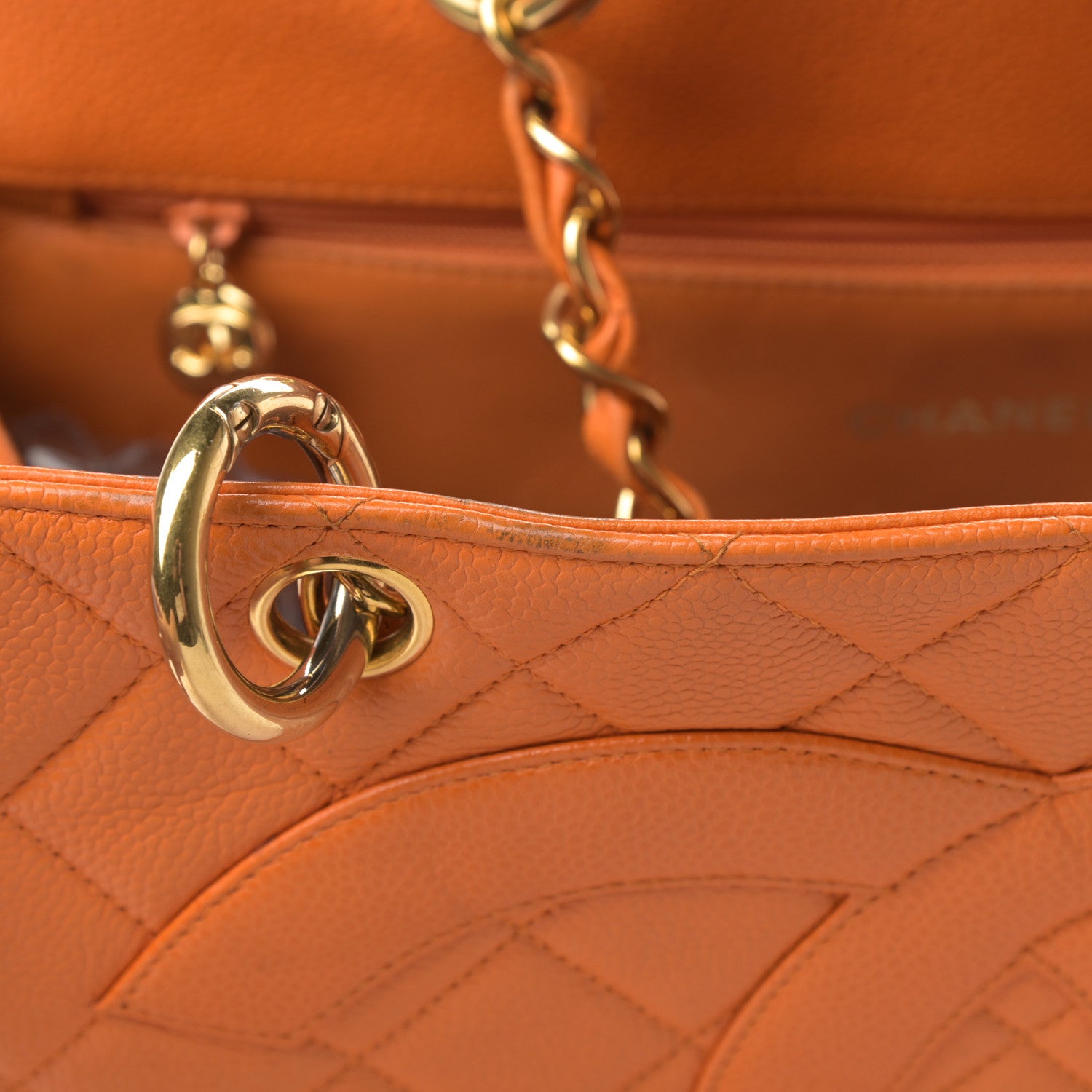 Chanel Caviar Quilted Grand Shopping Tote GST Orange 18 of 19