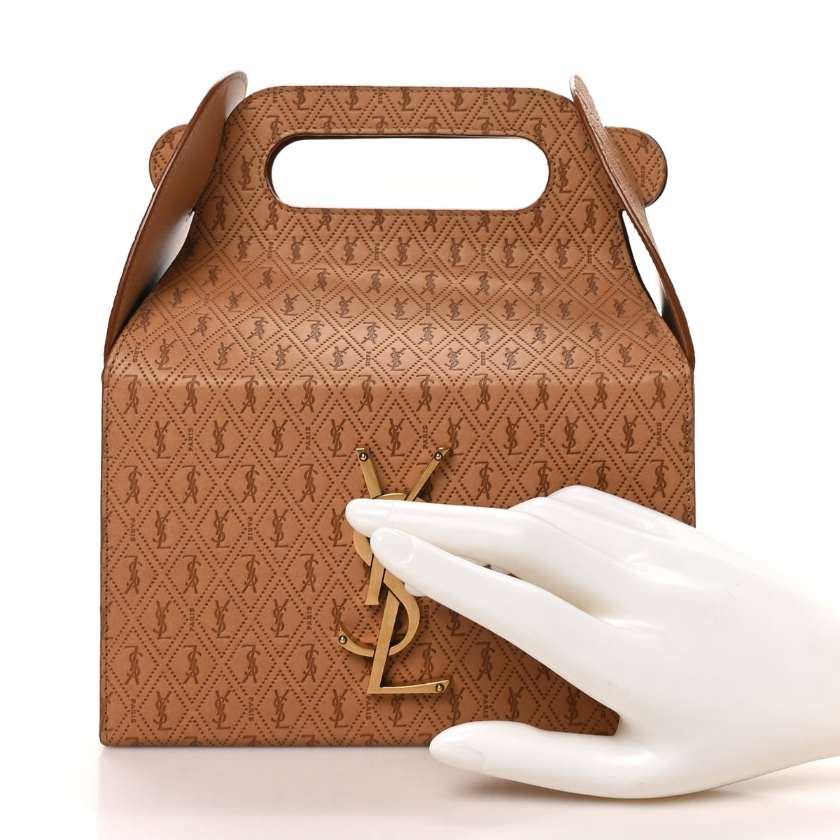 Calfskin Monogram Take Away Box Dusty Vintage Brown Gold