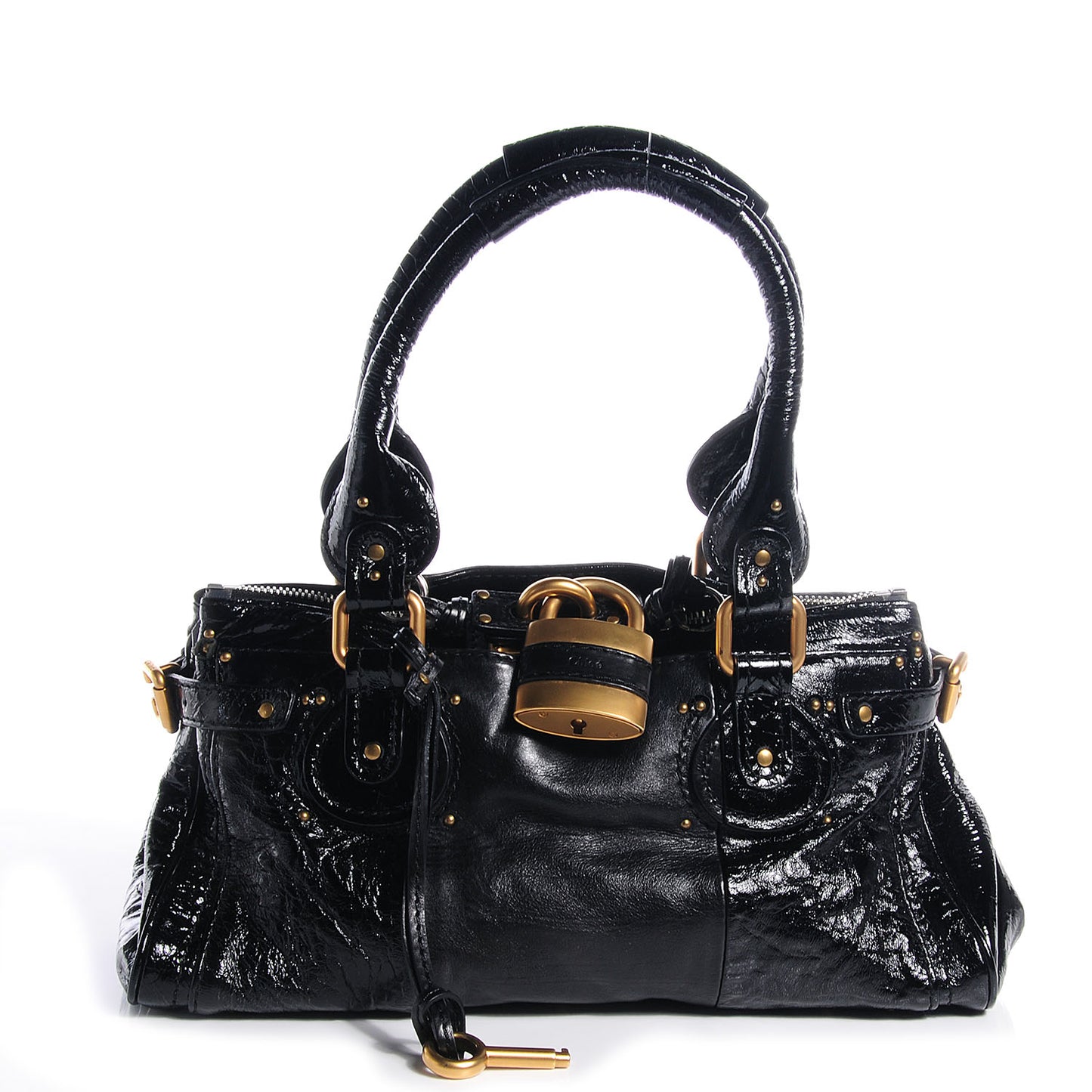 Patent Leather Medium Paddington Satchel Black