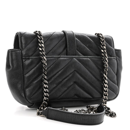 Saint Laurent Sheepskin Matelasse Chevron Monogram Classic Baby Chain Bag Black 3 of 10