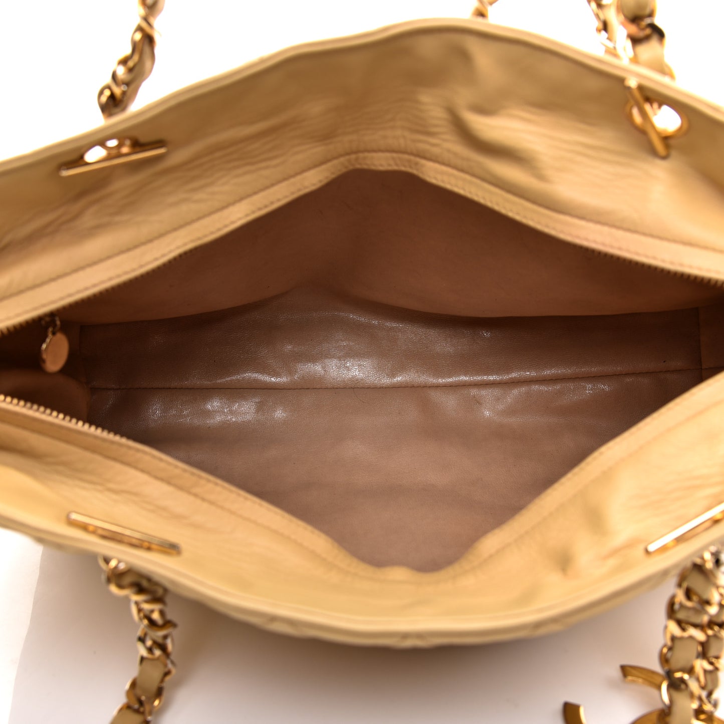 Lambskin Quilted Shopping Tote Beige