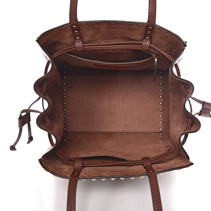 Valentino Garavani Pebbled Calfskin Rockstud Double Handle Cinch Tote Light Brown 5 of 12